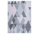 Tapis Salon Chambre Rose Crème Gris Mosaïque Géométrique Doux 80 X 150 Cm Lazur