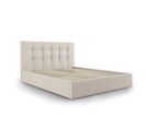 Lit Coffre Avec Tête De Lit "phaedra", Beige, Tissu Structurel