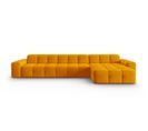 Canapé D'angle Droit "kendal", 5 Places, Orange, Velours