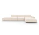 Canapé D'angle Droit "jodie", 5 Places, Beige Clair, Velours