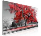 Tableau 5 Panneaux "autumn In The Park Narrow Red" 90 X 225 Cm