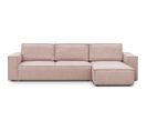 Canapé D'angle 5 Places Convertible Réversible + Coffre - Tissu Rose - Harper New