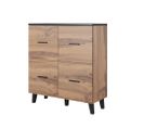 Buffet Haut Style Chêne Et Noir Mat 4 Portes Colin