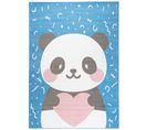 Tapis Enfant Bébé Bleu Blanc Rose Gris Panda 120 X 170 Cm Jolly