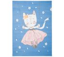 Tapis Enfant Bébé Bleu Rose Blanc Chaton 120 X 170 Cm Jolly