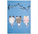 Tapis Enfant Bébé Bleu Gris Blanc Rose Chatons Danseuses 120 X 170 Cm