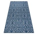 Tapis Sizal Sion Géométrique, Diamants 21778 Tissé à Plat Bleu Foncé / Ecru 160x220 Cm