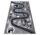 Tapis Fun Route Pour Enfants, Rue, Animaux Gris 160x220 Cm