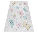 Tapis Lavable Bambino 1610 Papillons Pour Les Enfants Antidérapant - Crème 80x150 Cm