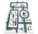 Tapis Lavable Bambino 2223 Ruelles, Voitures Pour Les Enfants Antidérapant - Crème 80x150 Cm