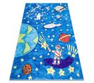 Tapis Lavable Bambino 2265 Fusée Spatiale Pour Les Enfants Antidérapant - Bleu 80x150 Cm