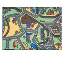 Tapis Rebel Roads Playtime 95 Petite Ville, Antidérapant Pour Enfants - Gris / Vert  95x133 Cm