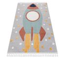 Tapis Yoyo Gd55 Gris / Bleu - Étoiles, La Roquette En Peluche Pour Enfants, Structure 80x150 Cm