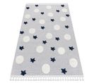 Tapis Yoyo Gd75 Gris / Blanc - Étoiles, Cercles En Peluche Pour Enfants, Structurelle 80x150 Cm