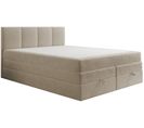 Lit Boxspring 160x200 Cm Prado Avec Rangement Et Matelas Ressorts Ensachés En Velours Beige