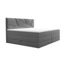 Lit Boxspring 140x200 Cm Verdelux Rangement Et Matelas Ressorts Ensachés En Velours Gris Clair