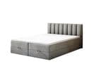 Lit Adulte 180x200 Cm City Matelas Ressorts Intégrés, Rangement, Surmatelas En Velours Gris Clair