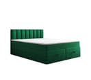 Ensemble 140x200 Cm Gusto Rangement Matelas Ressorts Ensachés Et Surmatelas En Velours Vert