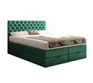 Lit Boxspring 140x200 Cm Louvre Rangement Et Matelas Ressorts Ensachés En Velours Vert