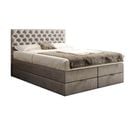 Lit Boxspring 140x200 Cm Louvre Rangement Et Matelas Ressorts Ensachés En Velours Gris Clair