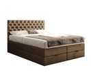 Lit Boxspring 160x200 Cm Louvre Rangement Et Matelas Ressorts Ensachés En Velours Beige