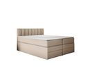 Lit Adulte 140x200 Cm Miami Matelas Ressorts Ensachés Surmatelas Et Tiroirs Velours Beige