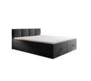 Lit Boxspring 180x200 Cm Royal Matelas Ressorts Intégrés, Rangement, Surmatelas, Velours Gris Foncé