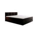 Lit Boxspring 160x200 Cm Royal Avec Matelas Ressorts Intégrés, Rangement, Surmatelas En Velours Noir