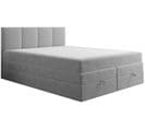 Lit Boxspring 180x200 Cm Prado Avec Rangement Et Matelas Ressorts Ensachés En Velours Gris Clair