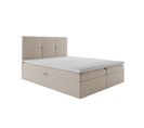 Lit Boxspring 160x200 Cm Top Avec Matelas Ressorts Intégrés, Rangement, Surmatelas En Velours Beige