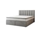 Lit Adulte 180x200 Cm Bond Avec Rangement Et Matelas Ressorts Ensachés En Tissu Velours Gris