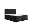 Lit Boxspring 200x200 Cm Lupin Avec Matelas Ressorts Intégrés, Rangement, Surmatelas En Velours Noir