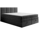 Lit Boxspring 160x200 Cm Prado Avec Rangement Et Matelas Ressorts Ensachés En Velours Gris Foncé