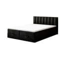 Lit Boxspring 160x200 Cm City Avec Matelas Ressorts Intégrés, Rangement, Surmatelas En Velours Noir