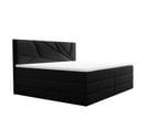 Lit Boxspring 180x200 Cm Verdelux Rangement Et Matelas Ressorts Ensachés En Velours Noir