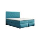 Lit Adulte 160x200 Cm Lupin Matelas Ressorts Intégrés, Rangement, Surmatelas En Velours Turquois