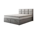 Lit Adulte 140x200 Cm Tropea Rangement Et Matelas Ressorts Ensachés En Tissu Velours Gris