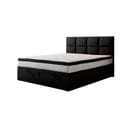 Lit Boxspring 140x200 Cm Tropea Rangement Et Matelas Ressorts Ensachés En Tissu Velours Noir