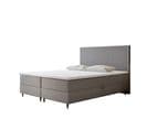 Lit Adulte 140x200 Cm Estepona Avec Matelas Ressorts Intégrés, Rangement, Surmatelas En Velours Gris