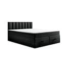 Lit Boxspring 180x200 Cm Gusto Rangement Matelas Ressorts Ensachés Et Surmalelas En Velours Noir