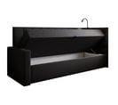 Lit Boxspring 100x200 Cm Tokio Avec Matelas Ressorts Intégré Et Rangement - Noir - Gauche