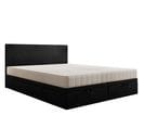 Lit Adulte 140x200 Cm Siesta Avec Rangement Et Matelas Ressorts Ensachés En Velours Noir