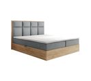 Lit Adulte 140x200 Cm Selva Rangement Matelas Ressorts Ensachés Et Surmatelas En Velours Gris