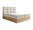 Lit Adulte 140x200 Cm Selva Rangement Matelas Ressorts Ensachés Et Surmatelas En Velours Crème