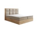 Ensemble 200x200 Cm Selva Rangement Matelas Ressorts Ensachés Et Surmatelas En Velours Beige