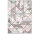 Tapis Enfant Gris Bleu Rose Triangles Baby 80 X 150 Cm