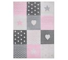 Tapis Salon Chambre Gris Blanc Rose Patchwork Géométrique Doux 240 X 330 Cm Lazur