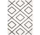 Tapis Poils Longs Anthracite Blanc Géométrique Carreaux Molleux 140 X 200 Modena