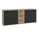 Buffet Pilvi - Décor Chêne Artisan Et Noir - 4 Portes + 3 Tiroirs - L179,2 X P42 X H74,5 Cm