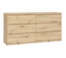 Commode Chelsea 6 Tiroirs L 154    X P 42,2  X H 79,9 Décor Chene Artisan